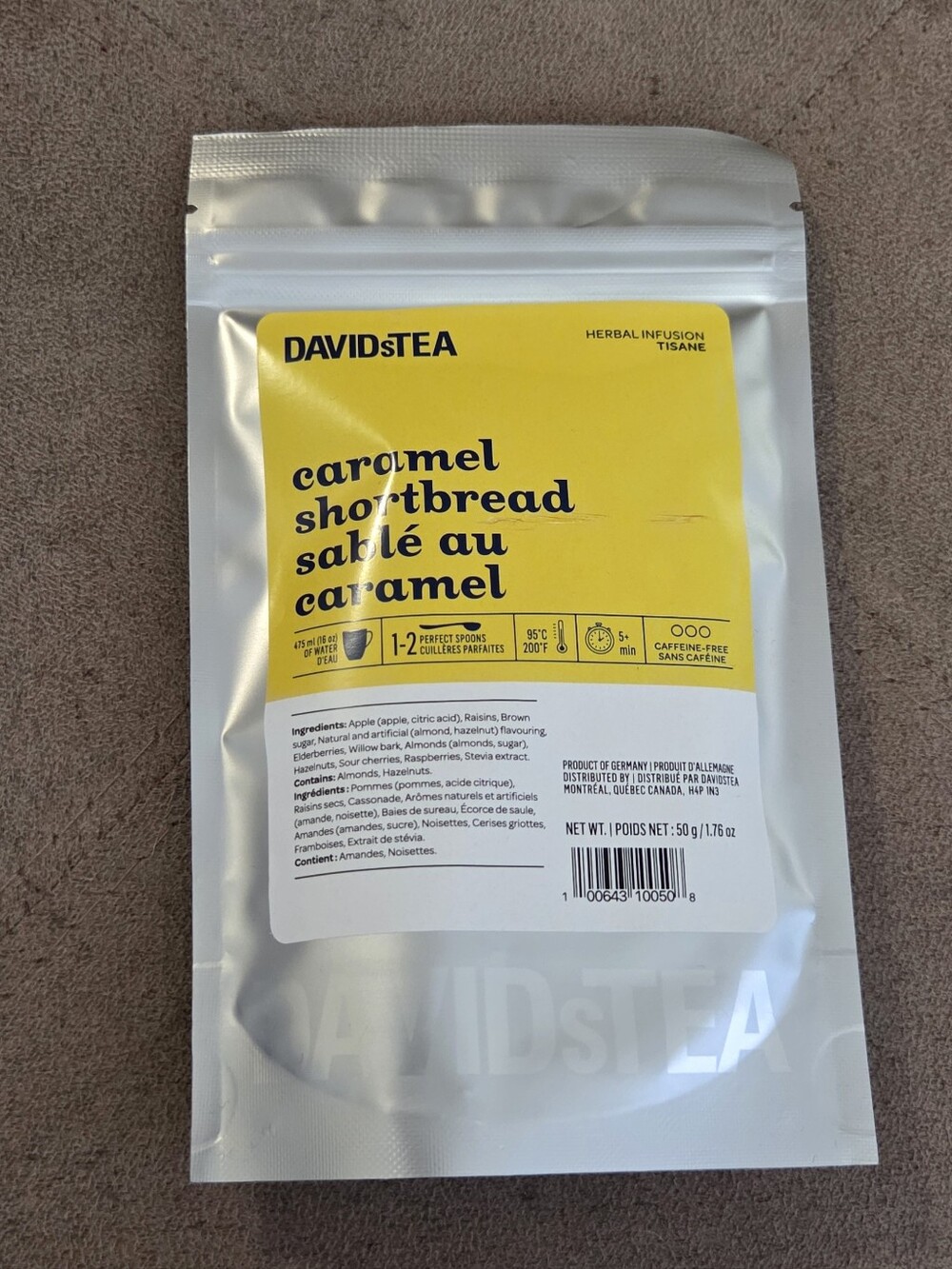 2/$20 Sealed! Davidstea CARAMEL SHORTBREAD Loose Leaf Tea 50g Davids Tea